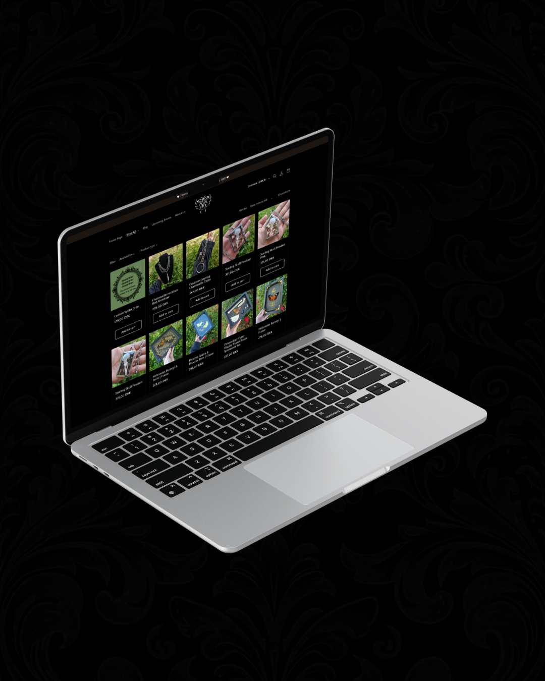Dark cottagecore themed shopify website design mockup by NC CREATE